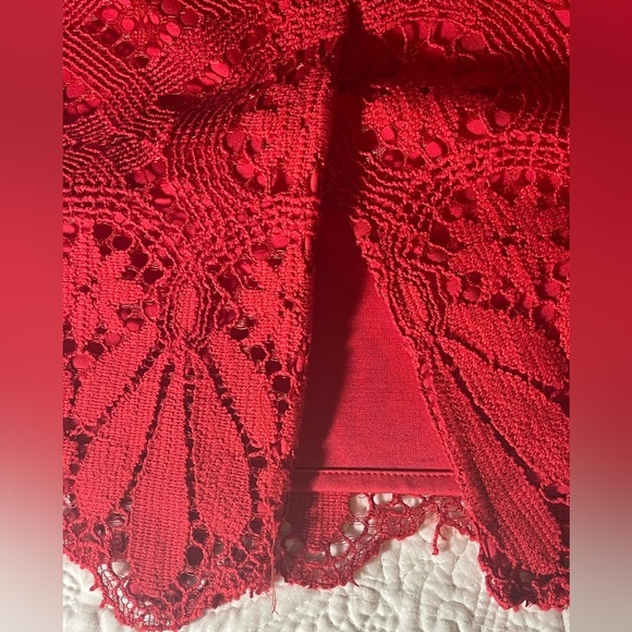 Anthropologie Maeve Vibrant Red Backless crochet Dress, size 8 - Picture 7 of 12
